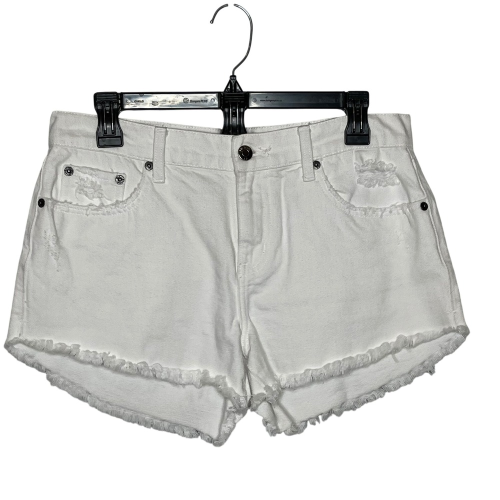 Pistola White Distressed Denim Cut-Off Shorts Size 27 Raw Hem Minimalist